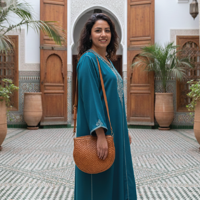 Woven Goat Leather Hobo Shoulder Bag