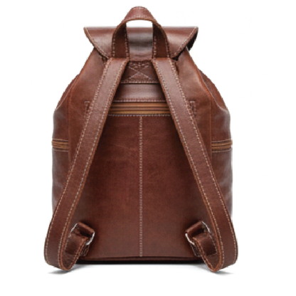 Handcrafted Genuine Leather Backpack with Floral Detail