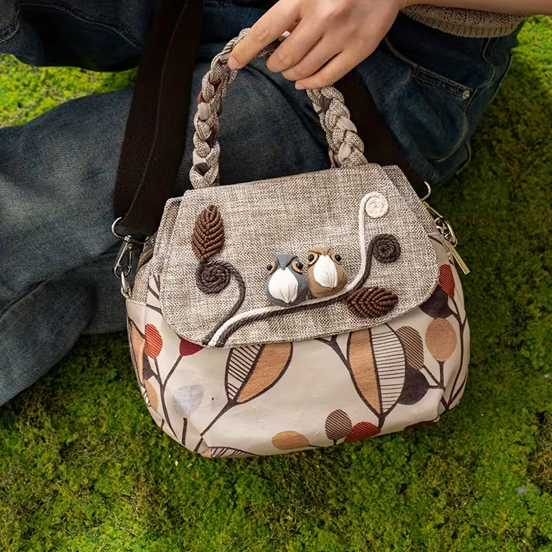 Handmade 3D One-Shoulder Bag – Bohemian Ethnic Style Fabric Handbag MH006