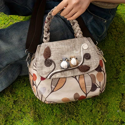 Handmade 3D One-Shoulder Bag – Bohemian Ethnic Style Fabric Handbag MH006