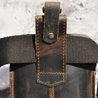 Men’s Genuine Leather Phone Waist Pouch – Hands-Free Belt-Worn Phone Holder, Casual Outdoor Leather Pouch, Compatible with Most Smartphones, Discreet Design MH014