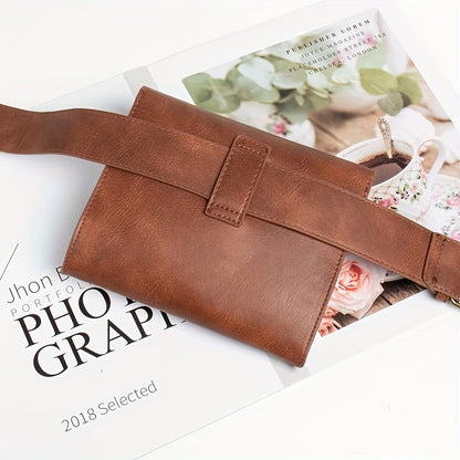 Vintage Genuine Leather Waist Bag – Handmade Brown Leather Belt Bag with Rivets, Retro Fanny Pack for Men & Women MH011