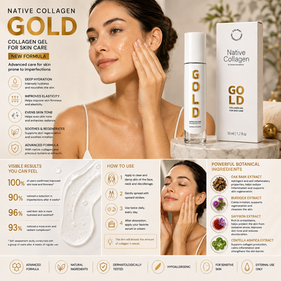 Colágeno Nativo GOLD – Gel de Colágeno para Pieles con Imperfecciones | Rostro, Cuello y Escote