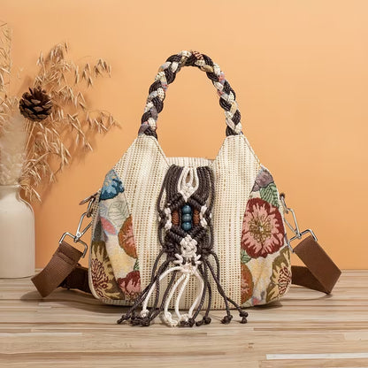 Ethnic Style Messenger Bag with Hand-Woven Adjustable Shoulder Strap MH008
