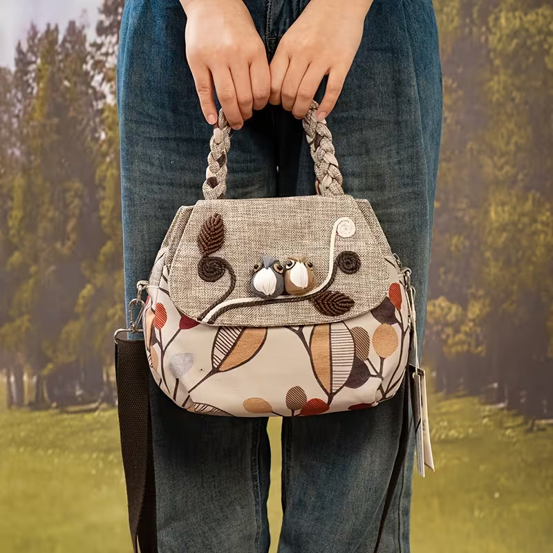 Handmade 3D One-Shoulder Bag – Bohemian Ethnic Style Fabric Handbag MH006