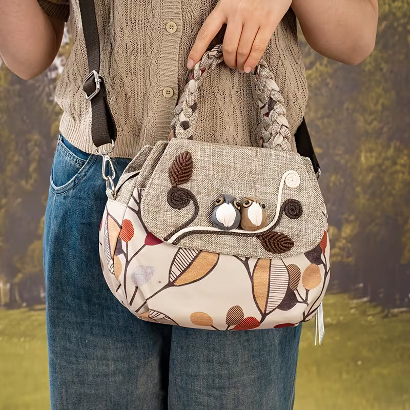 Handmade 3D One-Shoulder Bag – Bohemian Ethnic Style Fabric Handbag MH006