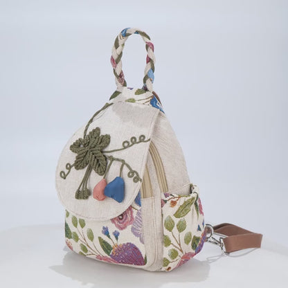 Ethnic Handwoven Floral Backpack – Creative Casual Fashion Backpack for Travel, Beach & Daily Use MH015
