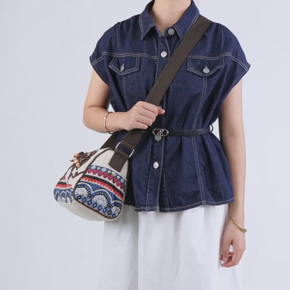 Vintage Ethnic Style Crossbody Bag – Retro Bohemian Floral Embroidered Women’s Handbag