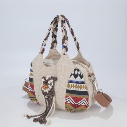 Ethnic Style Messenger Bag with Hand-Woven Adjustable Shoulder Strap MH008