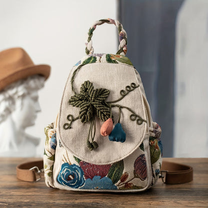 Ethnic Handwoven Floral Backpack – Creative Casual Fashion Backpack for Travel, Beach & Daily Use MH015